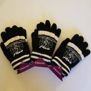 Set of 3 New Dark Green Double Layered 2 in 1 Wool Blend Cozy Warm Gloves